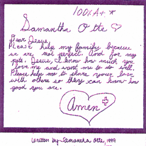 Samantha Otte Dear Jesus letter